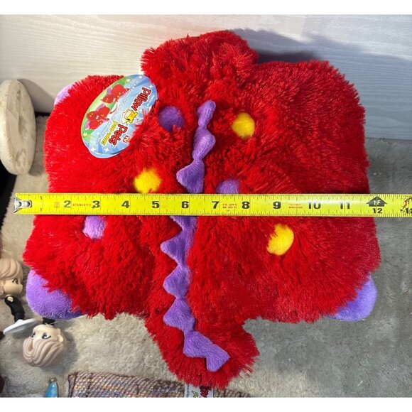 Pillow Pets Peewees Fiery Dragon Plush Pillow Red Purple Soft & Cozy 2010 Tags - Picture 10 of 11